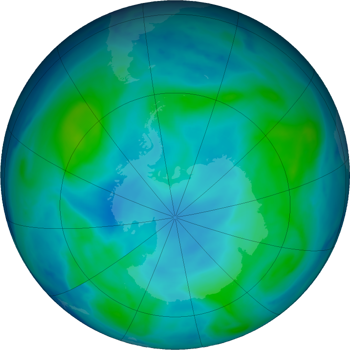Antarctic ozone map for 18 February 2018
